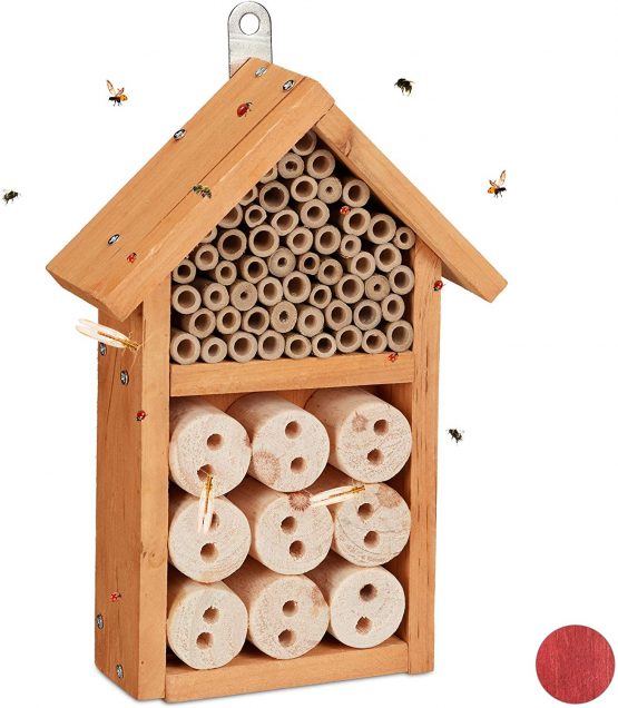 Relaxdays Insect Hotel Assembly Kit, Shelter for Bugs, Bees & Lacewings, Build Your Own, 26 x 16 x 6 cm, Yellow