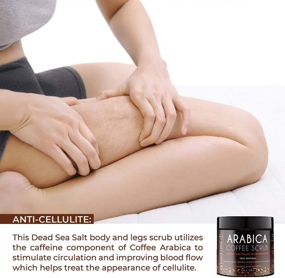 O Naturals Coffee Arabica Anti-Cellulite Exfoliating Dead Sea Salt Scrub For Face Body Legs & Foot Best Hydrating Stretch Marks Wrinkles Varicose Veins Boosts Circulation For Men & Women 250ml - Image 4
