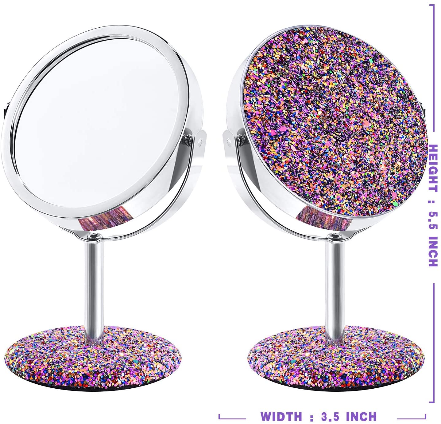 DERUI CREATION 3.5 Inch Clearance Vanity Mirror for Girls,Glitter