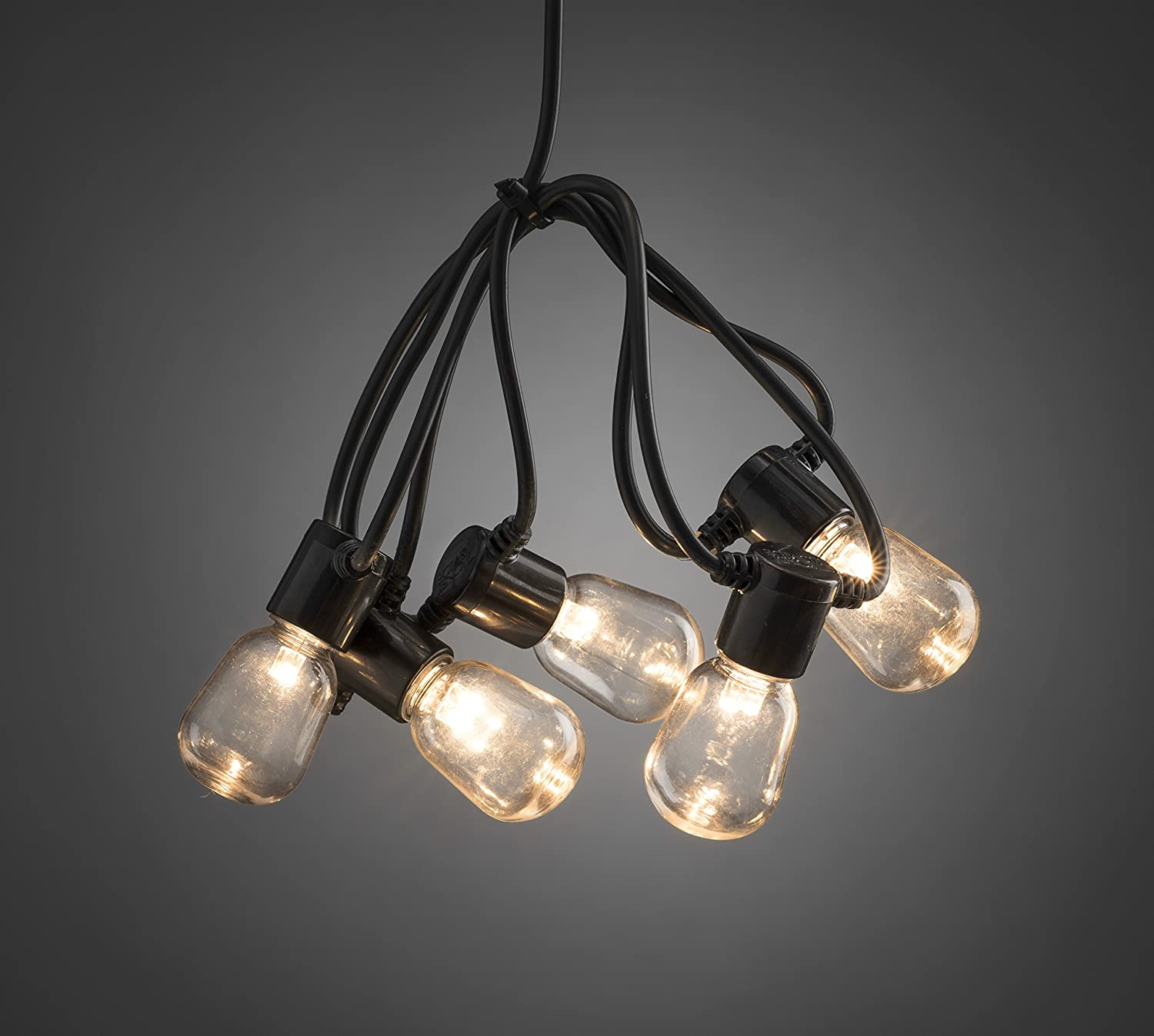 Konstsmide LED Festoon Lights / Outdoor Lights Pigmy Style Shape Bulbs / Outside (IP44) / 20 Clear Bulbs / 40 Warm White Diodes / Black Cable Garden String Lights - Image 2