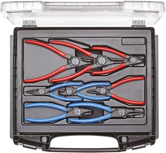 GEDORE Circlip pliers set, 8-pc., Tool set for inner and outer circlips, Straight and 45° angled, 1101-004 - Image 2