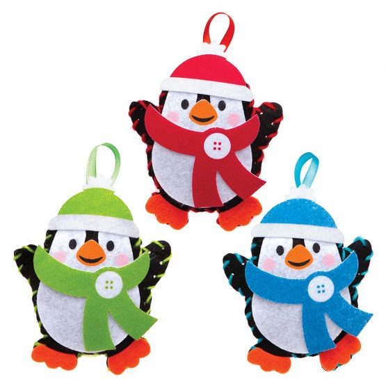Baker Ross AT238 Penguin Decoration Sewing Kits, Christmas Arts and Crafts (Pack of 3), Assorted - Image 4