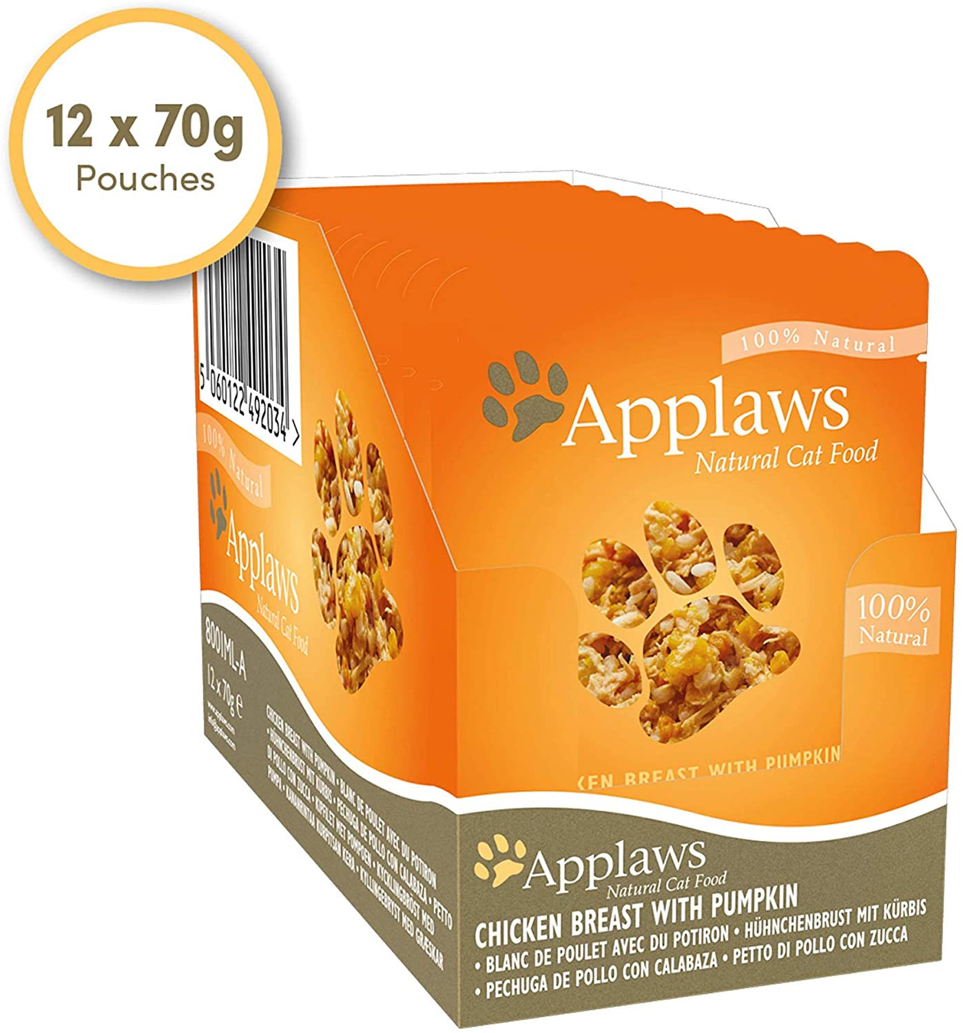 Applaws 100% Natural Wet Cat Food, Chicken Breast and Pumpkin in Broth 70g Pouch, 12x70g Pouches, red, 70 g (Pack of 12) - Image 3