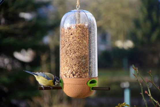 dobar 10095e Pickbar Feeder with 3 Compartments for Standing and Hanging 11 x 11 x 26 cm Cork Transparent - Image 4