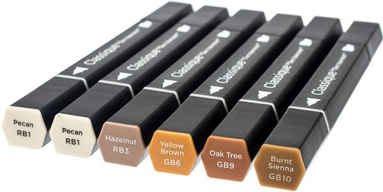 Crafter's Companion Spectrum Noir Classique Blend Alcohol Marker Dual Nib Pens Set-Dark Skin-Pack of 6, One Size - Image 2