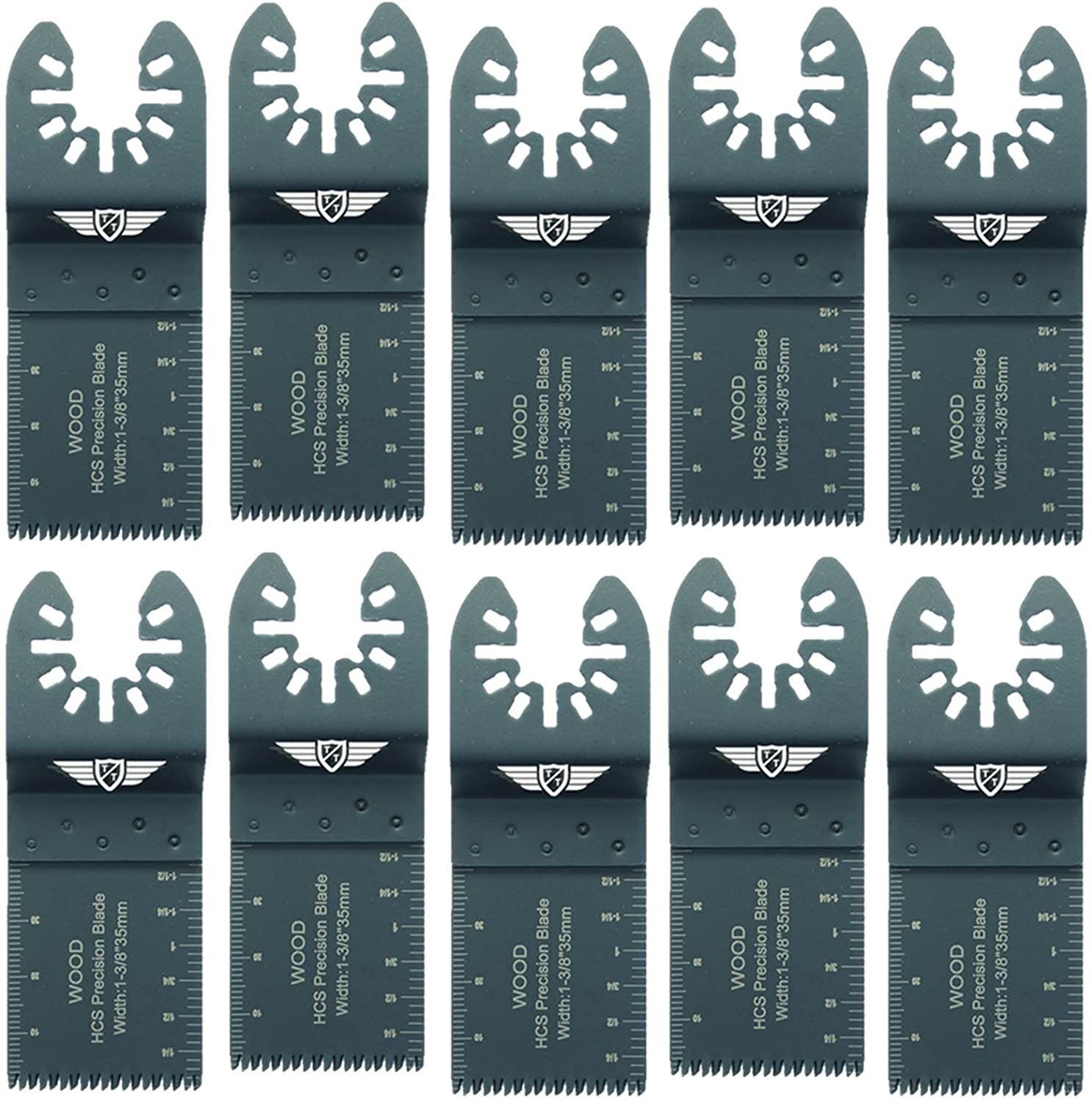 10 x 35mm TopsTools FA35J_10 Fast Fit Coarse Wood Cutting Blades Compatible with Dewalt Stanley Black and Decker Bosch Fein (Non-StarLock) Makita Milwaukee Parkside Ryobi Worx Workzone Multitool