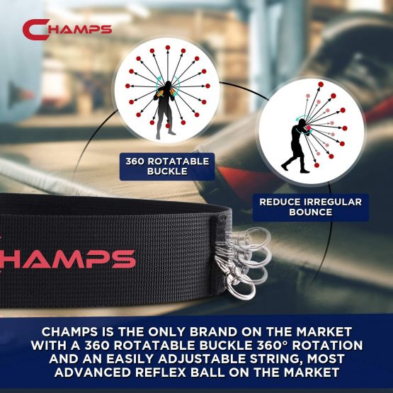 Champs MMA Boxing Reflex Ball - Boxing Equipment Fight Speed, Boxing Gear Punching Ball Great for Reaction Speed and Hand Eye Coordination Training Reflex Bag - Image 3