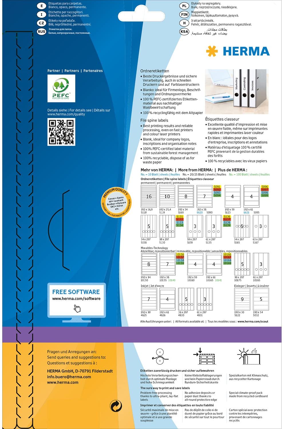 HERMA Self Adhesive Spine Labels, 5 Labels per A4 Sheet, 25 Sheets, 38 x 297 mm, 125 Labels - Image 4