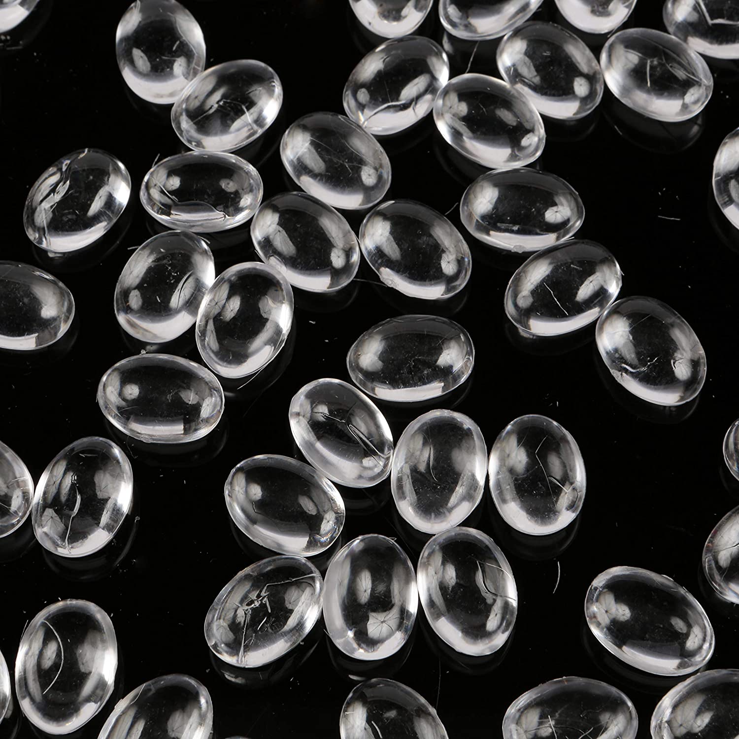 LUSSO LIA Oval Pebbles Transparent and Coloured Stones Aquarium Marbles Table Scatter Stones Decorative Nuggets Vase Filler Beads Plant Pot Decoration 200pcs (Transparent) - Image 2