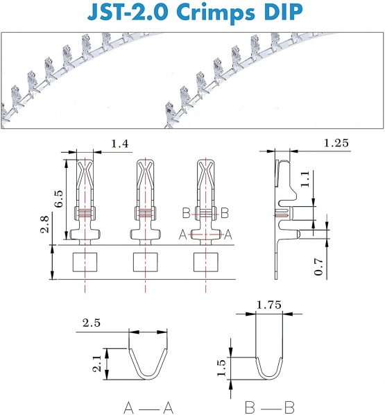 CQRobot 600 Pieces 2.0mm JST-PA JST Connector Kit. 2.0mm Pitch Female Pin Header, JST PA - 2/3/4 Pin Housing JST Adapter Cable Connector Socket Male and Female, Crimp DIP Kit. - Image 4