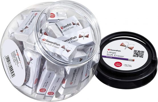 Swordfish ‘Large Soft’ Eraser [Tub of 30] PVC and Phthalate Free Eraser [40323]