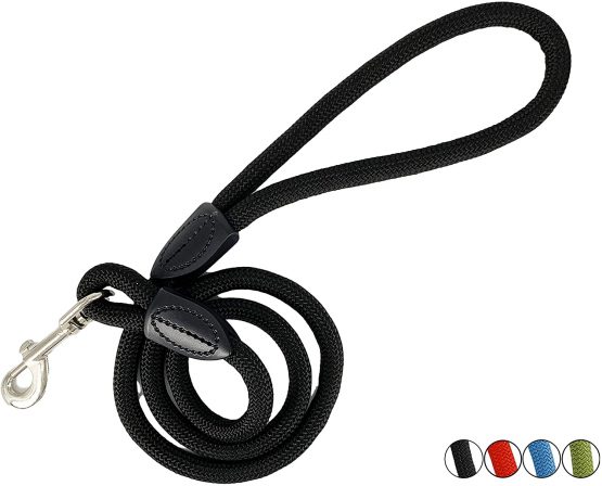 AVANZONA Dog lead Round Nylon, Resistent, Comfortable, No Pull, Hand made in EU, Training leash for Small Medium and Large dogs. 120cm. Black. - Image 2