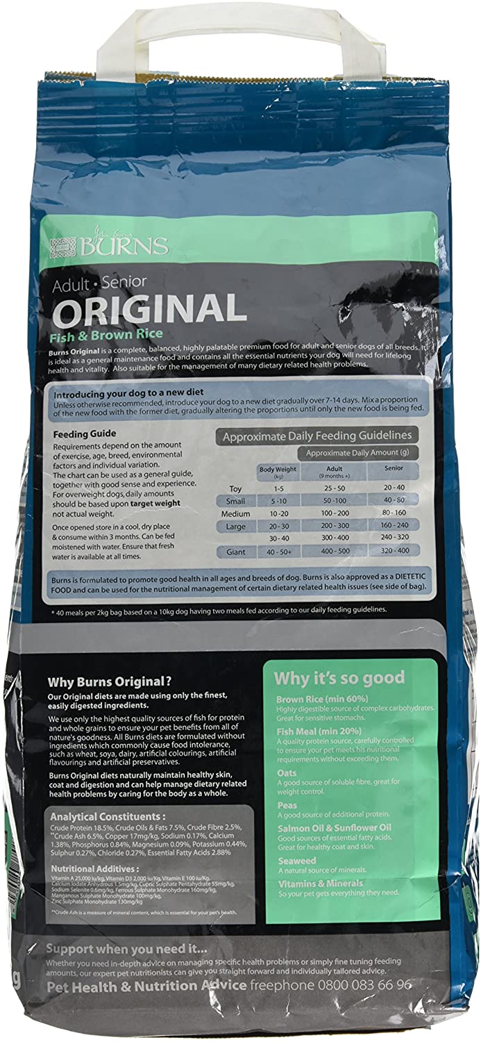 Burns Pet Nutrition Hypoallergenic Complete Dry Dog Food Adult and Senior Dog Original Fish and Brown Rice 2 kg - Image 2