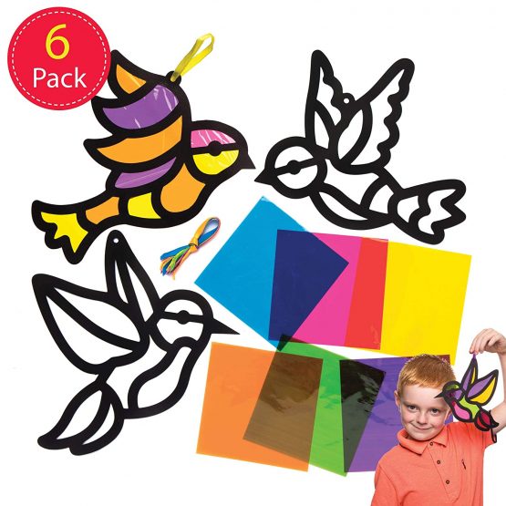 Baker Ross AW299 Bird Stained Glass Decoration Kits (Pack of 6) Spring Themed Crafts for Kids to Decorate and Display - Image 2