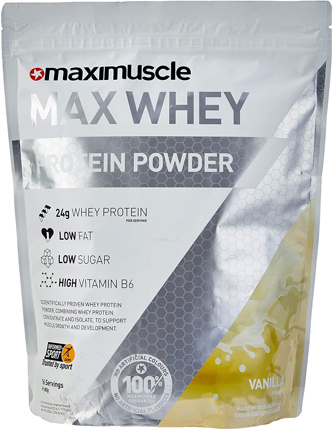 MaxiNutrition, MaxWhey, Whey Protein Powder Vanilla, Low-Fat, Low Sugar, Gluten & Soy-Free, Vegetarian, 420g