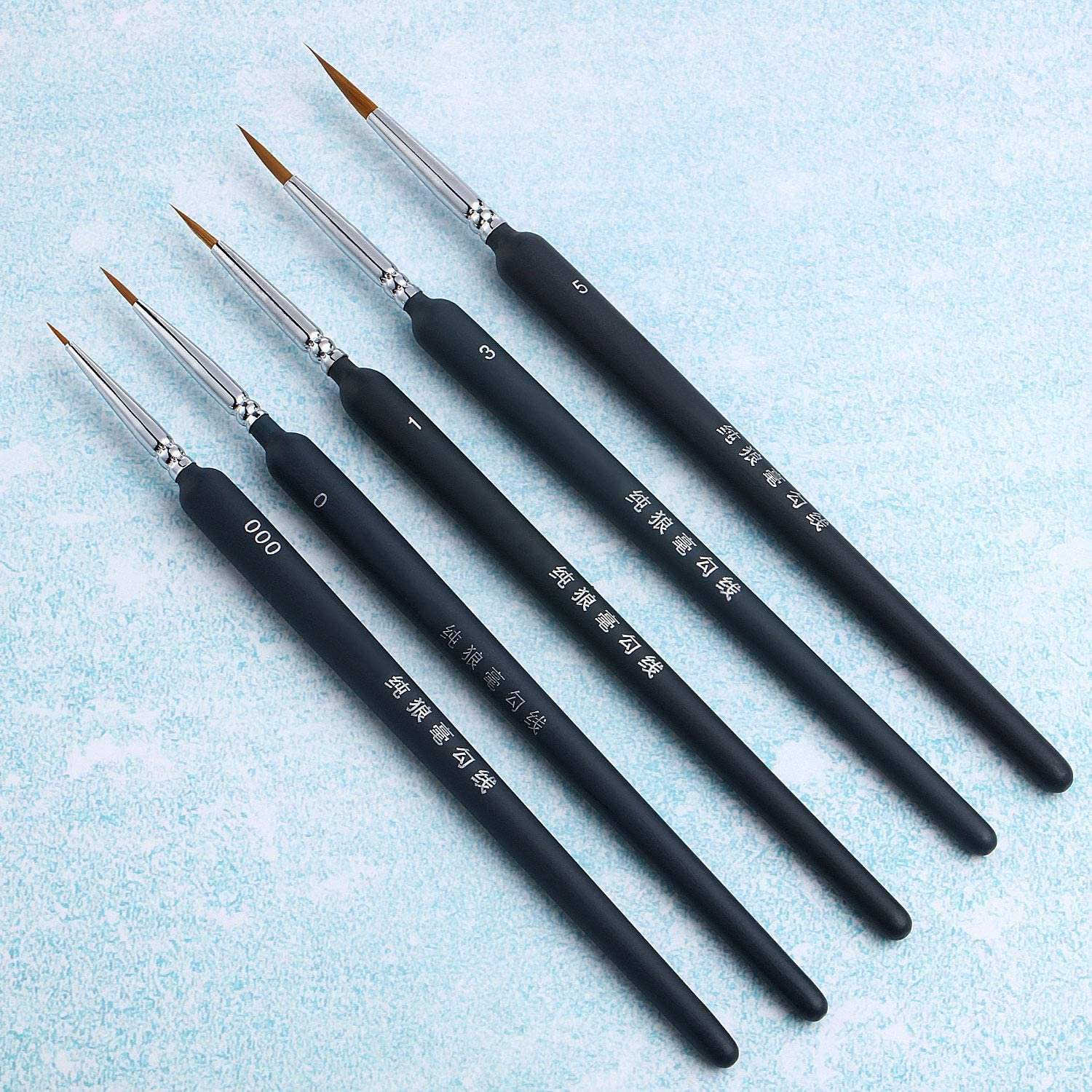 5 Pieces Fine Detail Paint Brushes Watercolour Brushes Set with 5 Sizes