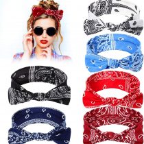 6 Pieces Paisley Headbands Boho Bow Bandana Knot Headwrap Retro Flower Printed Elastic Rabbit Ear Hairband for Girls and Women 6 Colors