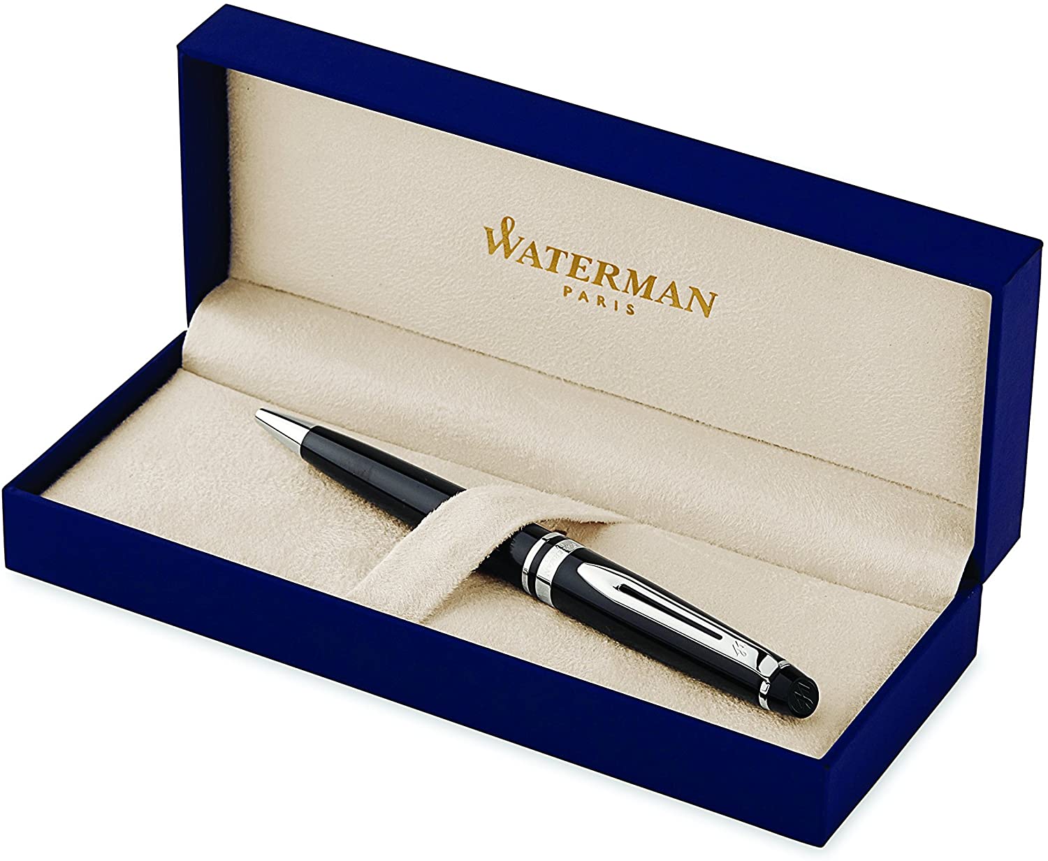 Waterman Expert Ballpoint Pen, Glossy Black | Chrome Attributes
