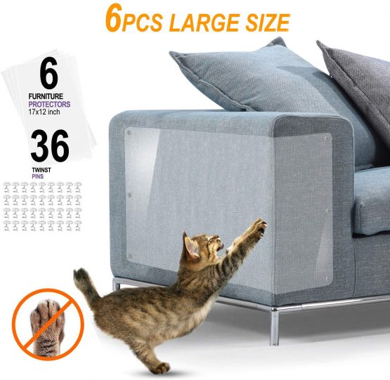 Cat Scratch Protector Furniture Scratch Guards 6Pack X-Large Cat Scratch Deterrent Cat Couch Protector Cats Furniture Protector Cat Repellent for Furniture Cat Scratching Pads (XL:17"L x 12"W))