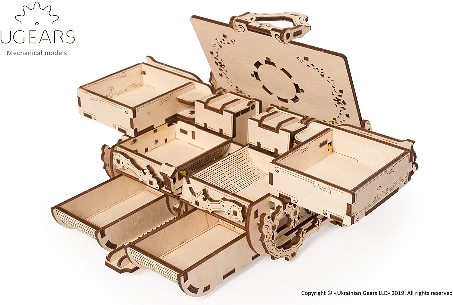 Ugears Antique 3D Puzzle Box, 3D Wooden Puzzles for Adults Mechanical Treasure Chest - Image 4