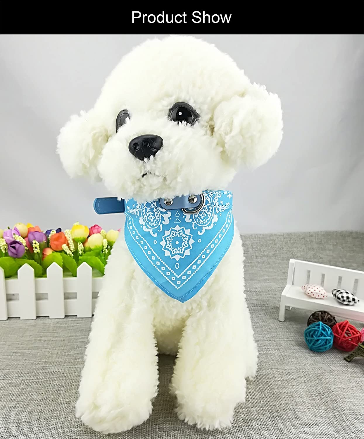 Newtensina Fashion Dog Bandana Collar for Boys - Medium Puppy Bandana With Collar - Light Blue - L - Image 3