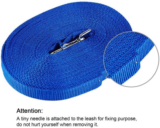 HAPPY HACHI Dog Training Lead Leash, Long Dog Line Nylon Cotton Webbing Recall Rope Leash for Pet Tracking Training Recall Obedience (5m/15ft,Blue) - Image 3
