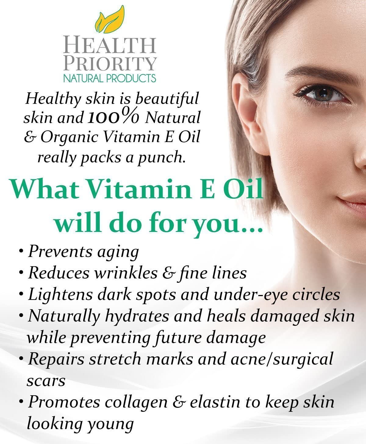 100% Natural & Organic Vitamin E Oil For Your Face & Skin, Unscented, 15,000/30,000 IU - Image 3