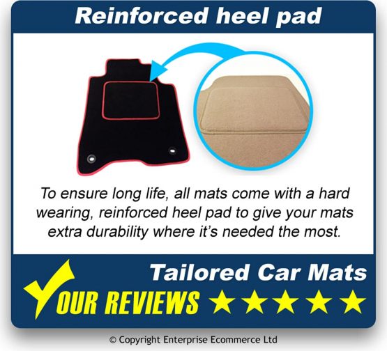 J.R. Tailor Fit Car Mat Set, Standard Black with Orange Checkered Trim - Image 4