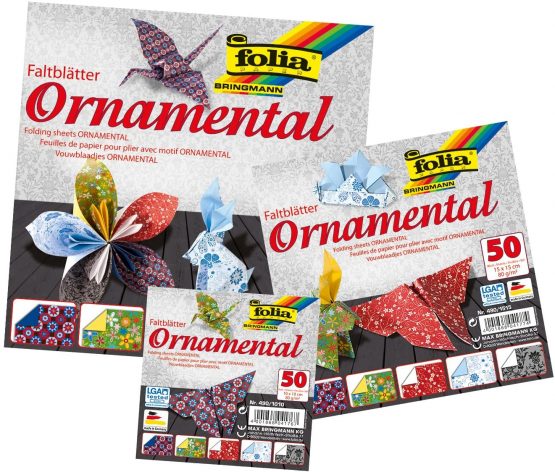 Folia ornamental origami paper 80 g/m², 50 sheets in 5 designs, assorted - Image 2