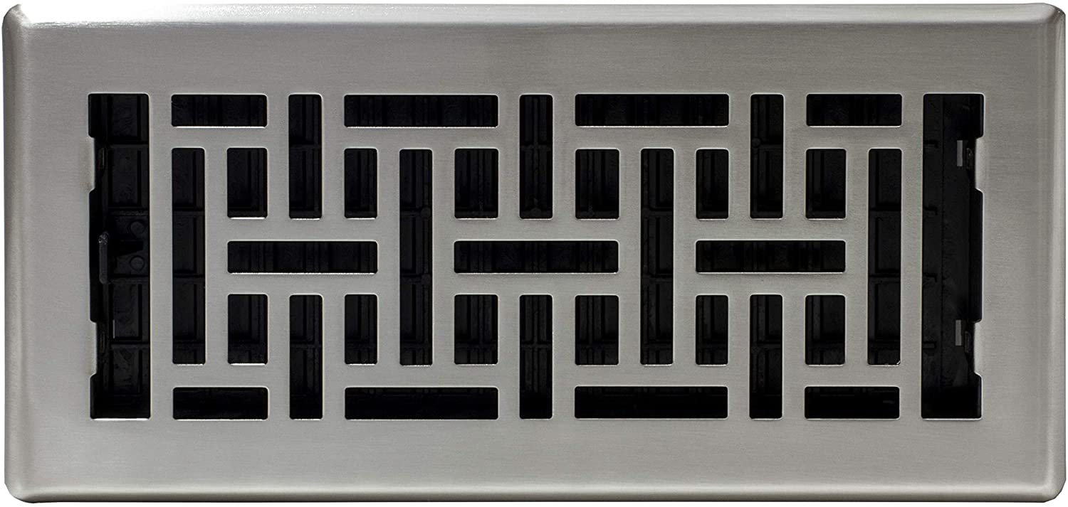 Decor Grates AJH410-NKL Oriental Floor Register, Brushed Nickel Finish, 4 x 10-Inch, 4-Inch by 10-Inch - Image 2