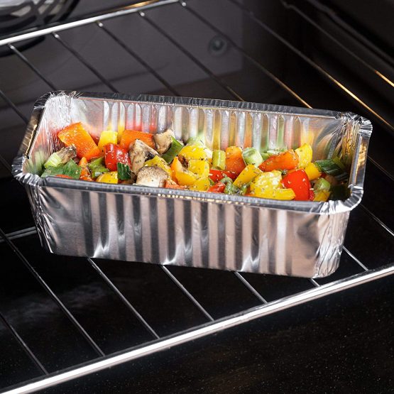 Pack of 10, 1 Litre Aluminum Container Pans with Lids ~ Foil Trays with Lids ~ Good for Baking, Cooking, Storing and Freezing ~ Loaf Size 10.5 x 21cm (4.1 inch x 8.25 inch) - Image 3