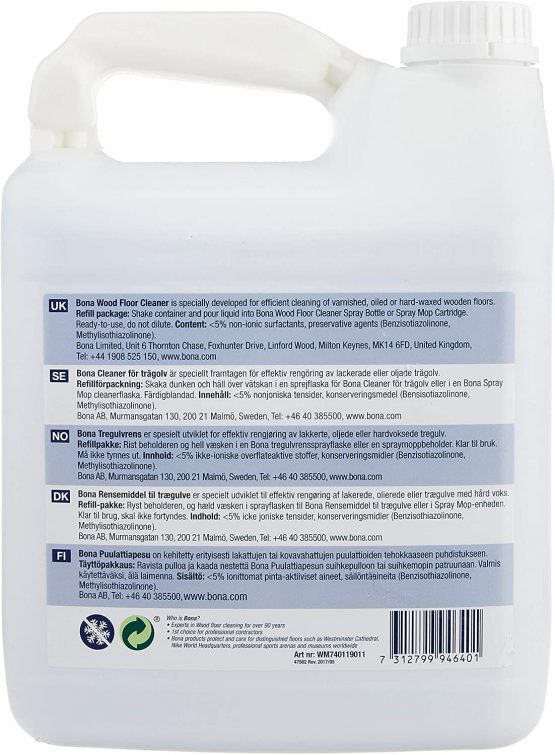 Bona Wood Floor Cleaner, 4L Refill - Image 2