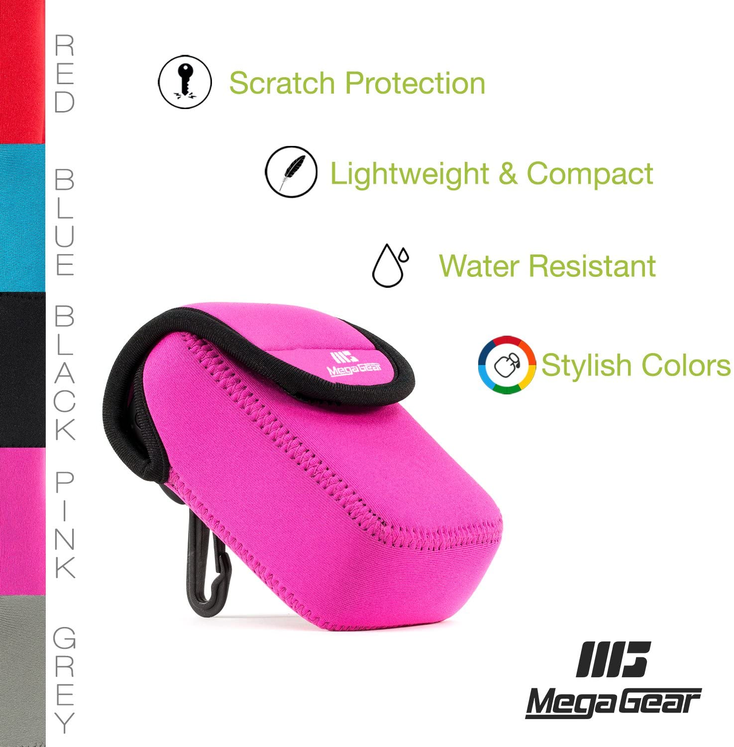 MegaGear MG782 Ultra Light Neoprene Case with Carabiner for Samsung WB35F/WB350F Camera - Hot Pink - Image 4