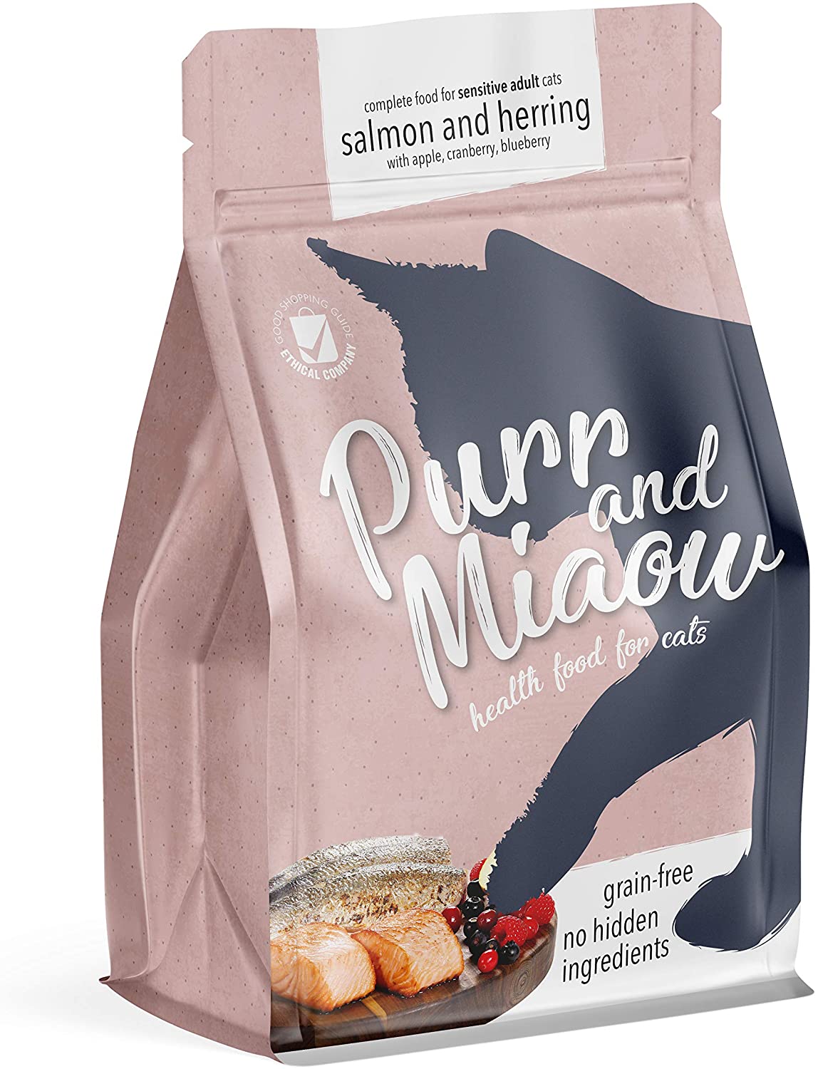 Purr & Miaow - Complete Dry Grain Free Sensitive Cat Food, Salmon & Herring, 1.5kg, 1.5 kg (Pack of 1)