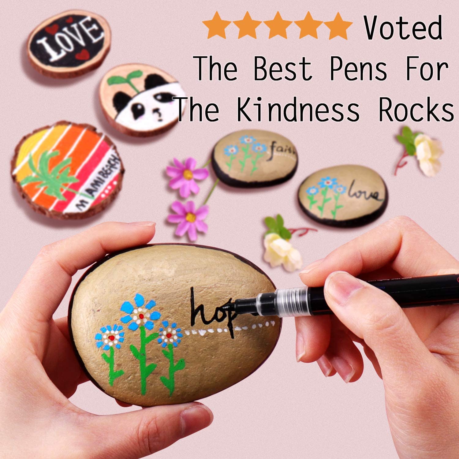 wonsar Acrylic Paint Pens for Rock Painting Stones Ceramic Porcelain Glass Pebbles Fabric Wood Kids DIY, Canvas (12 Fine Tip) - Image 4