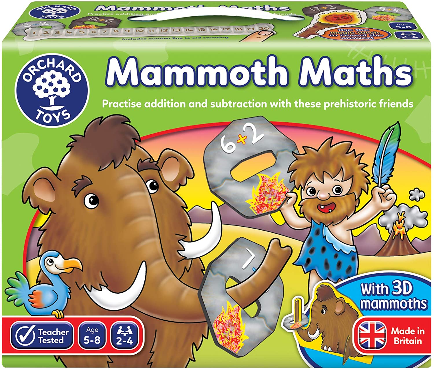 Orchard Toys Mammoth Maths Game, Educational Addition and Subtraction, Magic Viewer Reveals the Answer, Educational