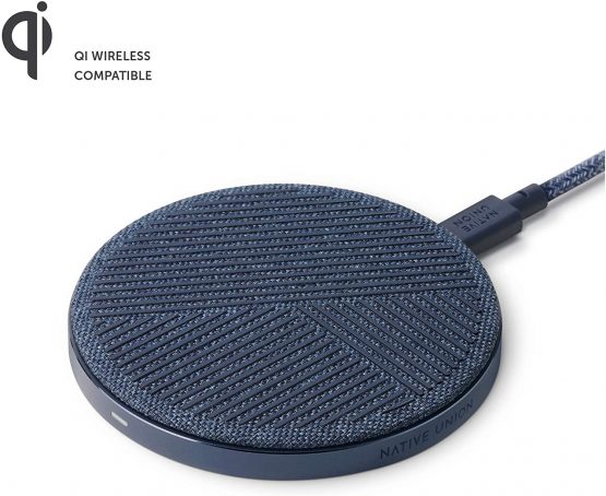 Native Union DROP - High Speed Wireless Charger [Qi Certified] 10W Non-Slip Fast Wireless Charging Pad - Compatible with iPhone 12/12 Pro/12 Pro Max/12 mini/11/11 Pro/11 Pro Max (Indigo)