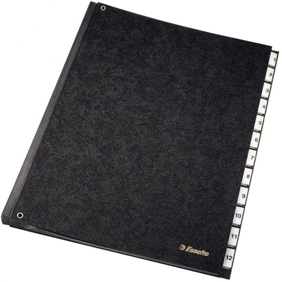 Leitz 1114219 Folder with 12 Partitions Black Fibre Board