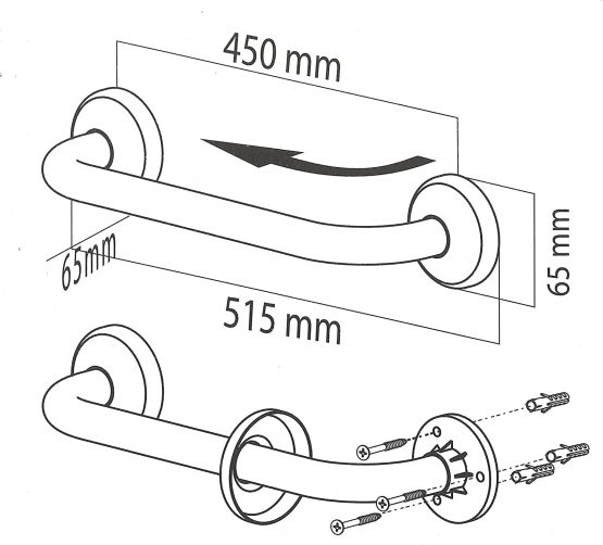 Tiger Libra Grab Rail, Stainless Steel Brushed, 51.5 x 6.5 x 6.5 cm - Image 2
