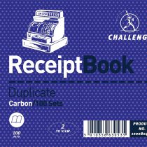 Challenge 280 x 152 mm 2 to View Duplicate Receipt Book, Carbon, 100 Pages, Set of 1, 100080444