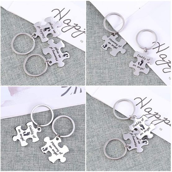 LUOEM Keychain Mommy Daddy of an Angel Keyring Set Miscarriage Keepsake Baby Memorial Gift - Image 4