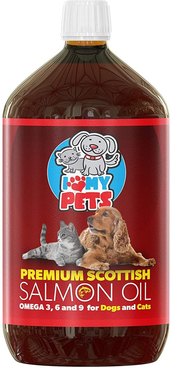 i love my pets SCOTTISH SALMON OIL 1 Litre For Dogs, Cats and Other Animals - 100% Natural Salmon Oil With Omega 3 & 6 - Helps Promote Healthy Skin, Coat, Joints and Brain Function.