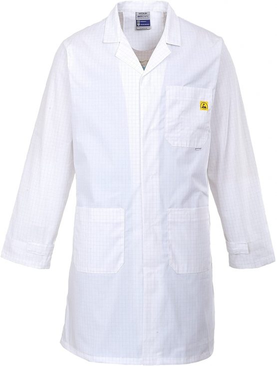 Portwest Anti-Static ESD Coat, Color: White, Size: XL, AS10WHRXL