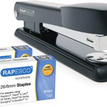 Rapesco 1602 Germ-Savvy Antibacterial Marlin Stapler, 25 Sheet Capacity, Black & 2,000 x 26/6 mm Staples