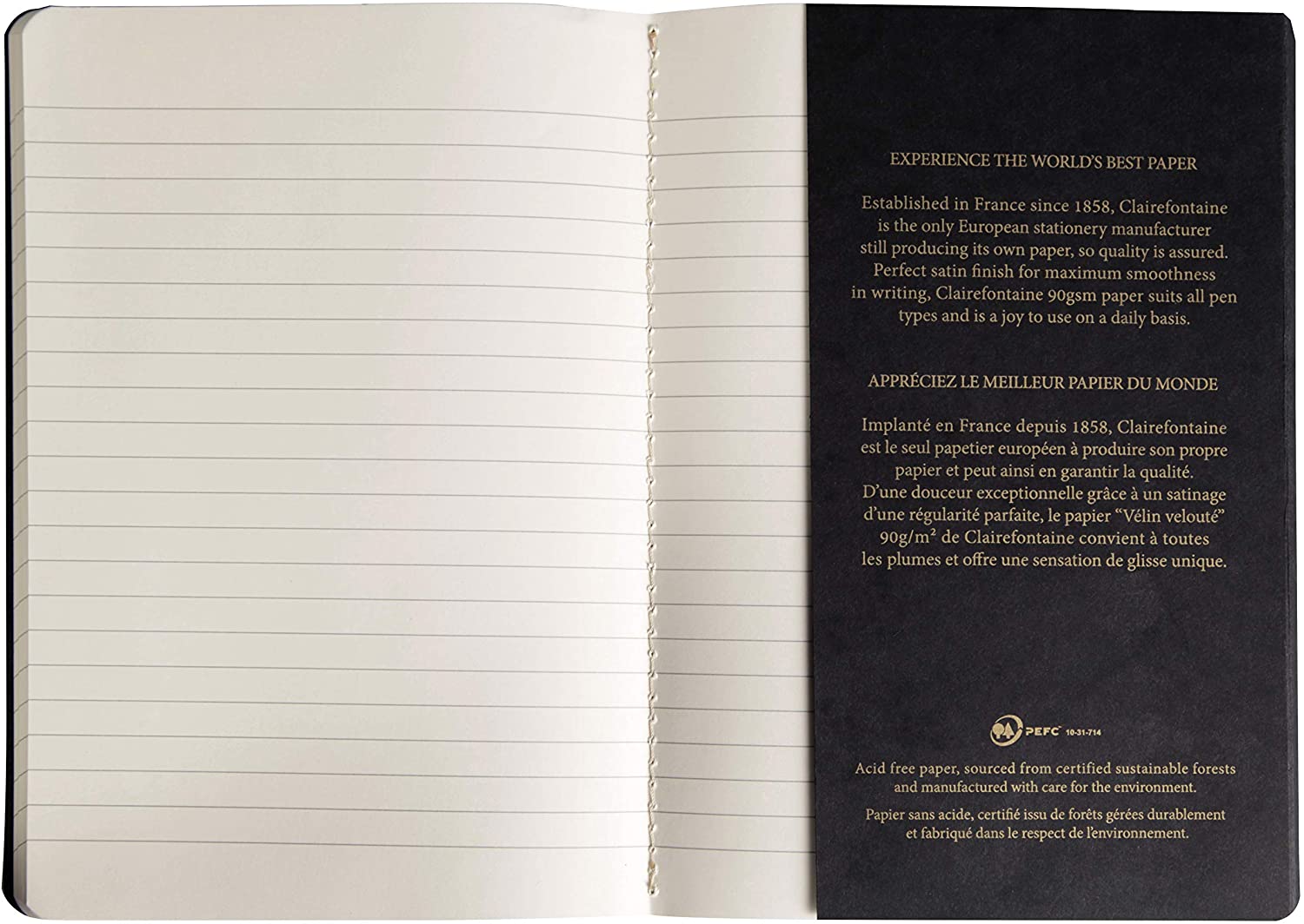 Clairefontaine 102536C, A pack of 5 Flying Spirit thread-stitched notebooks 96 ivory pages 14.8x21 cm 90g lined - Image 2