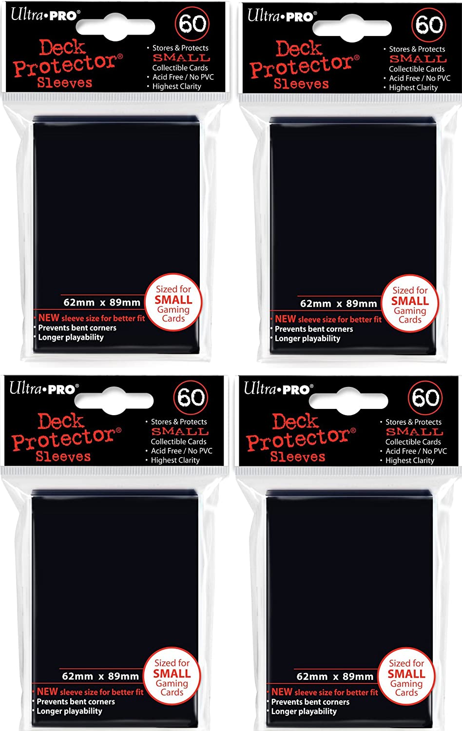4x Ultra Pro - Deck Protector - Small Sleeves - Black (4x 60 Sleeves) Japanese Size