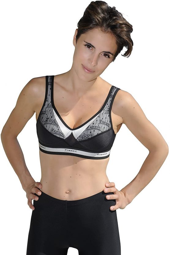 ZSPORT Z Bra Fusion Black Silver Adjustable Straps 100E-85E-38E Women's Sports Bra FR: XL (Manufacturer's Size: 100-E) - Image 4