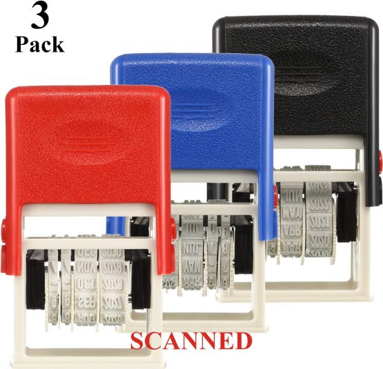 3 Pieces Office Date Stamper Received Date Stamp Self Inking Automatic