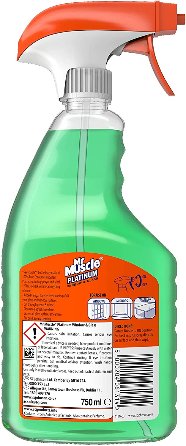 Mr Muscle Platinum Window & Glass Cleaner Spray 750 ml, 750 ml (Pack of 1) - Image 2