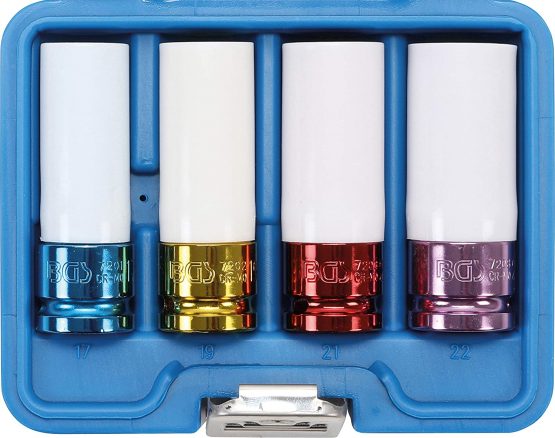 BGS 9847 | Protective Impact Socket Set | 12.5 mm (1/2") Drive | 17 / 19 / 21 /22 mm | 4 pcs.